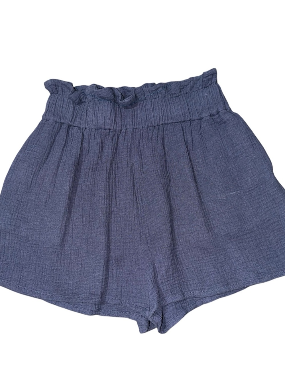 Mable Women’s Size M Navy Blue Cotton High Waist Crinkle Gauze Shorts